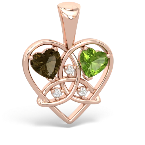 smoky quartz-peridot celtic heart pendant