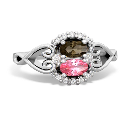 smoky quartz-pink sapphire antique keepsake ring