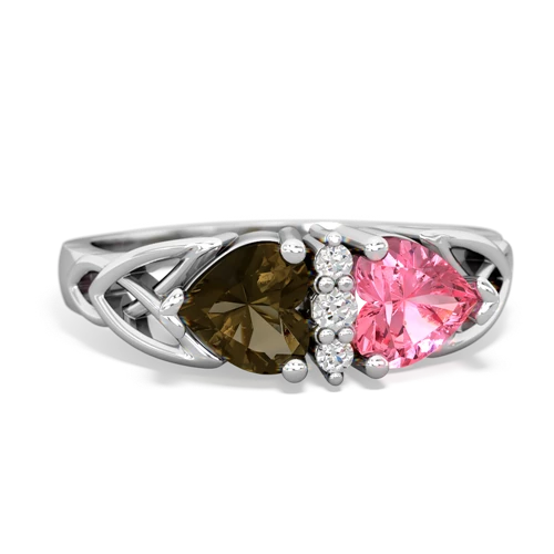 smoky quartz-pink sapphire celtic ring