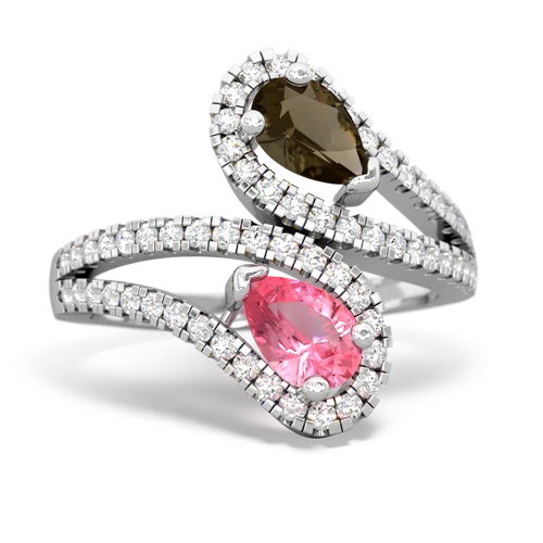 smoky quartz-pink sapphire pave swirls ring