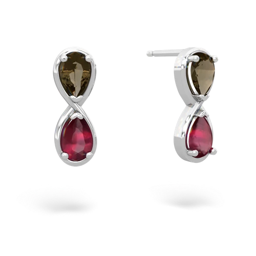 smoky quartz-ruby infinity earrings