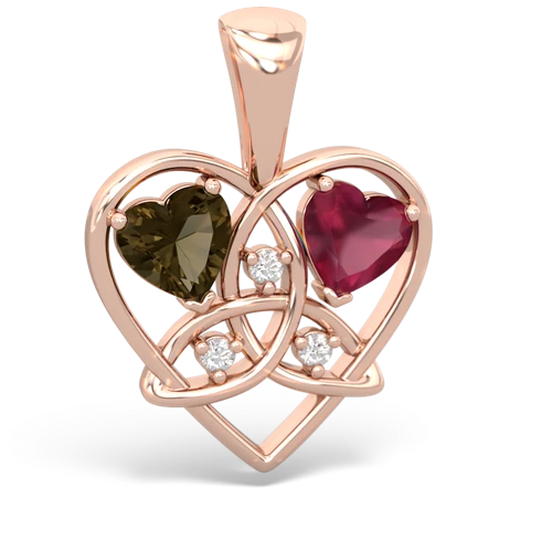 smoky quartz-ruby celtic heart pendant