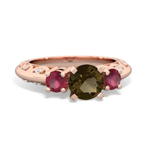 smoky quartz-ruby engagement ring