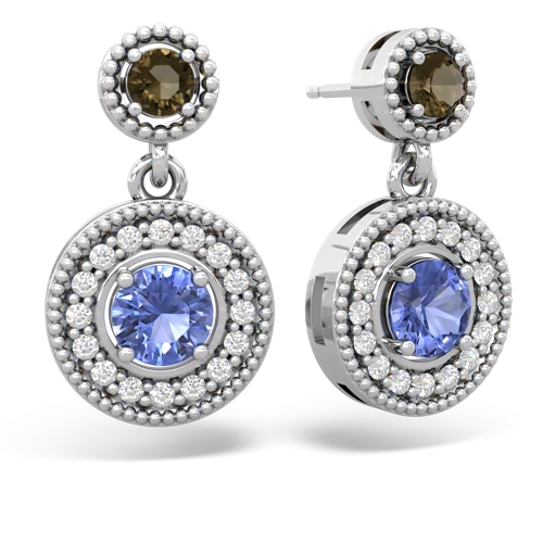 smoky quartz-tanzanite halo earrings