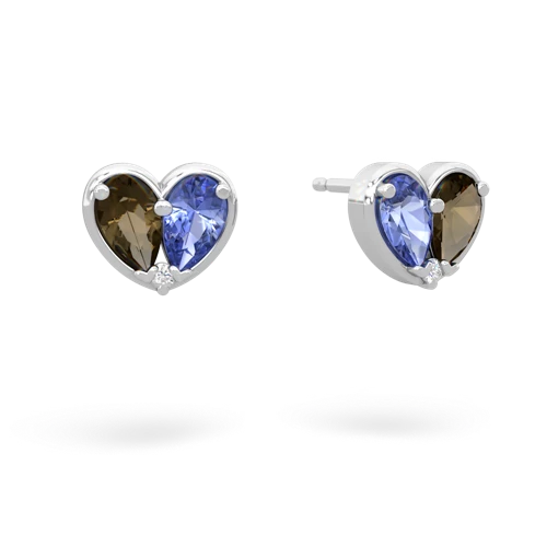 smoky quartz-tanzanite one heart earrings