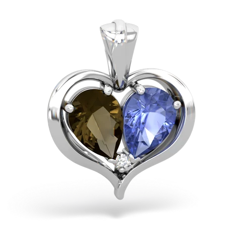 smoky quartz-tanzanite half heart whole pendant