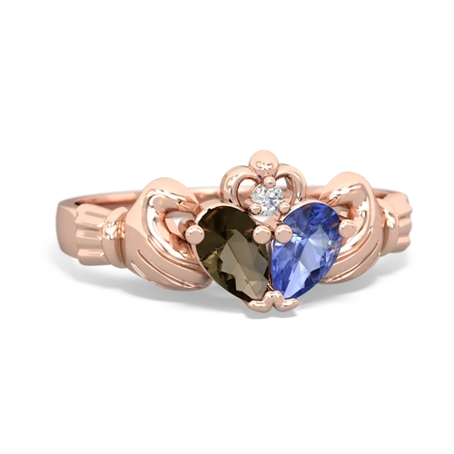 smoky quartz-tanzanite claddagh ring