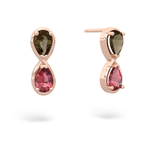 smoky quartz-tourmaline infinity earrings