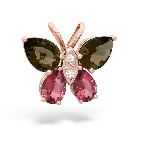 smoky quartz-tourmaline butterfly pendant