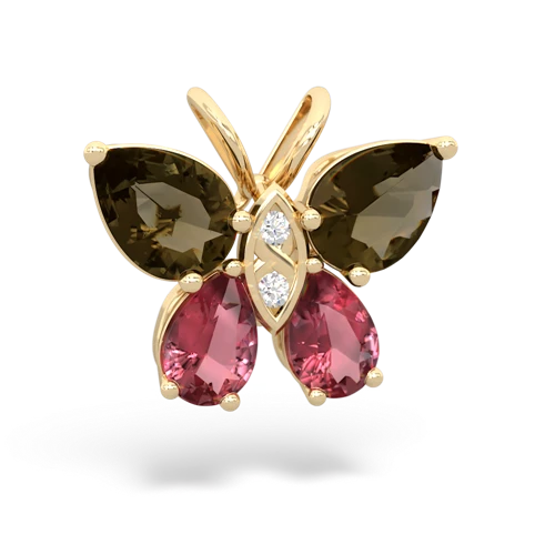 smoky quartz-tourmaline butterfly pendant