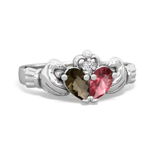 smoky quartz-tourmaline claddagh ring