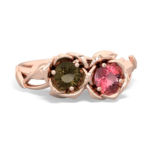 smoky quartz-tourmaline roses ring