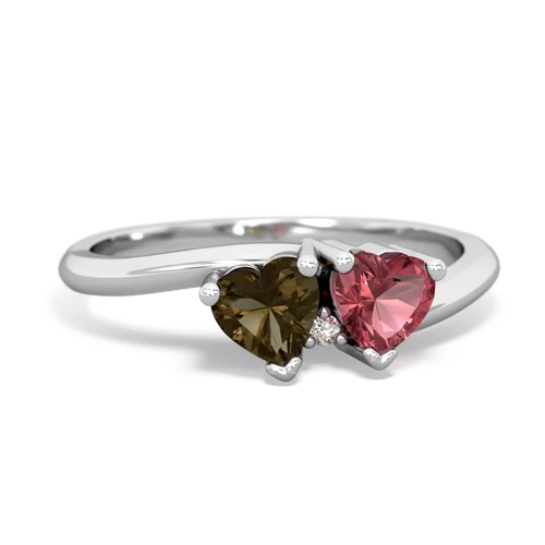 smoky quartz-tourmaline sweethearts promise ring