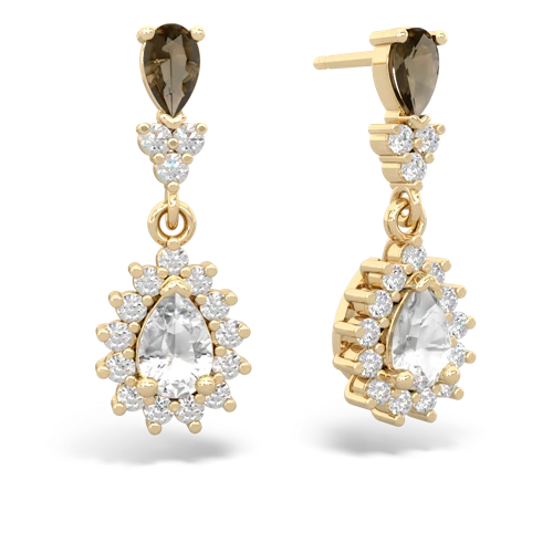 smoky quartz-white topaz dangle earrings