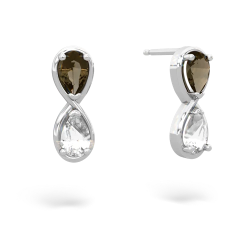 smoky quartz-white topaz infinity earrings