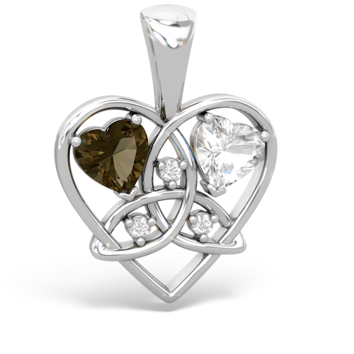 smoky quartz-white topaz celtic heart pendant