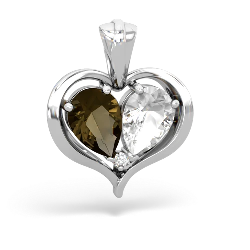 smoky quartz-white topaz half heart whole pendant