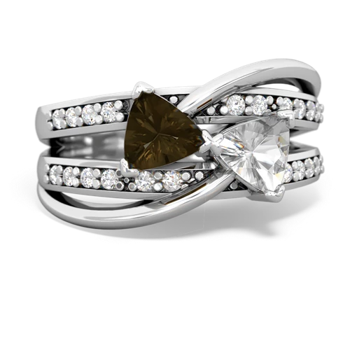 smoky quartz-white topaz couture ring