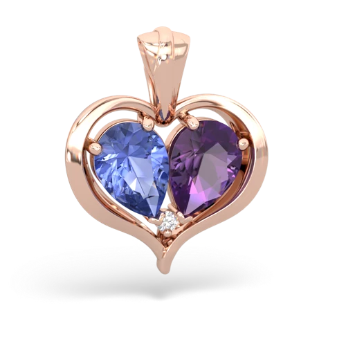 tanzanite-amethyst half heart whole pendant