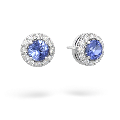 tanzanite classic halo earrings