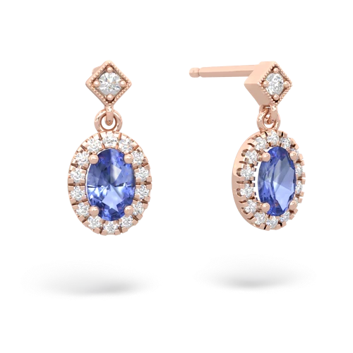 tanzanite halo drop earrings