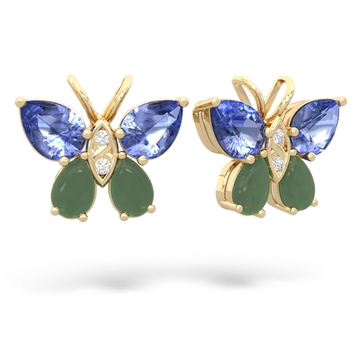 tanzanite-jade butterfly earrings