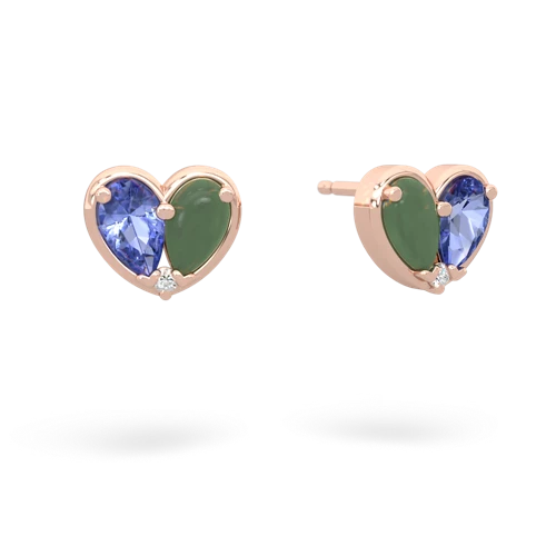 tanzanite-jade one heart earrings