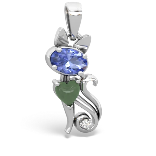 tanzanite-jade kitten pendant