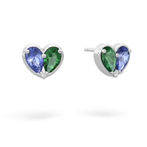 tanzanite-lab emerald one heart earrings