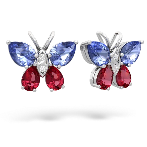 tanzanite-lab ruby butterfly earrings