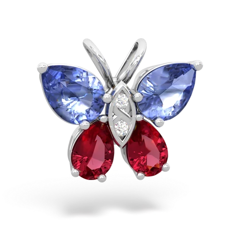 tanzanite-lab ruby butterfly pendant
