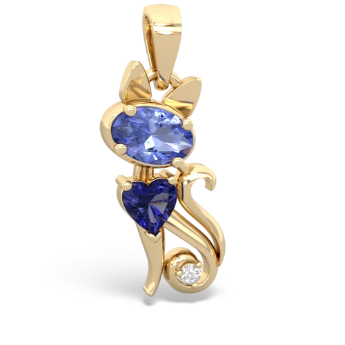 tanzanite-lab sapphire kitten pendant