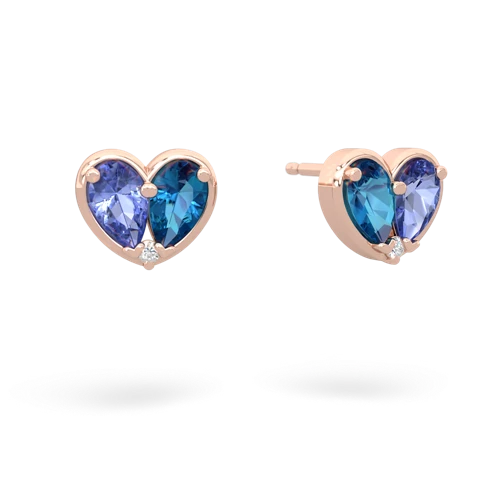 tanzanite-london topaz one heart earrings