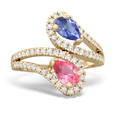 tanzanite-pink sapphire pave swirls ring