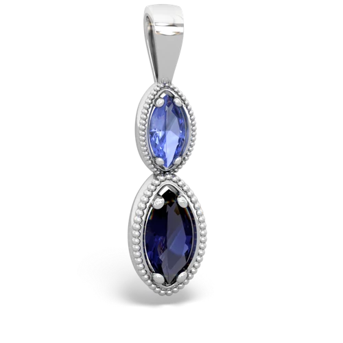 tanzanite-sapphire antique milgrain pendant