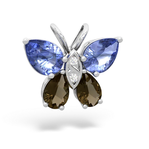 tanzanite-smoky quartz butterfly pendant