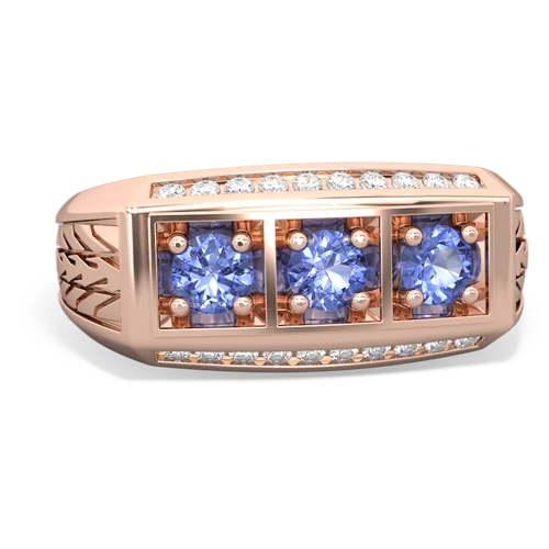 pink sapphire-onyx three stone ring