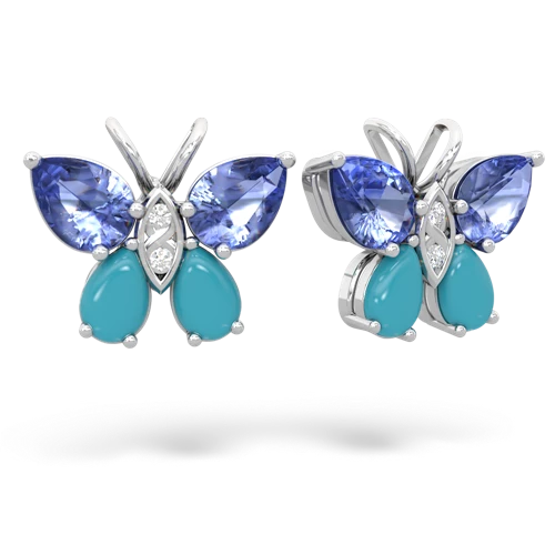tanzanite-turquoise butterfly earrings