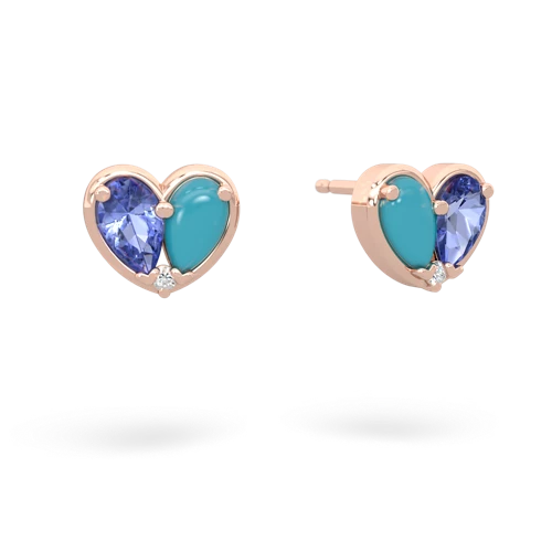 tanzanite-turquoise one heart earrings