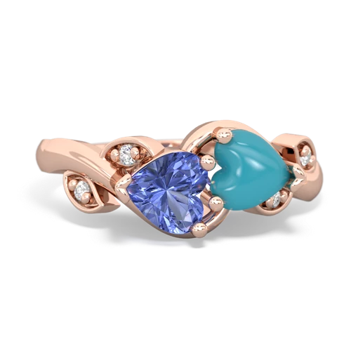 tanzanite-turquoise floral keepsake ring