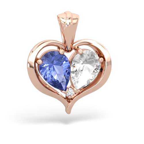 tanzanite-white topaz half heart whole pendant
