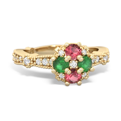 tourmaline-emerald art deco engagement ring