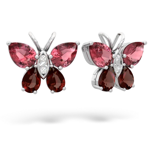 tourmaline-garnet butterfly earrings