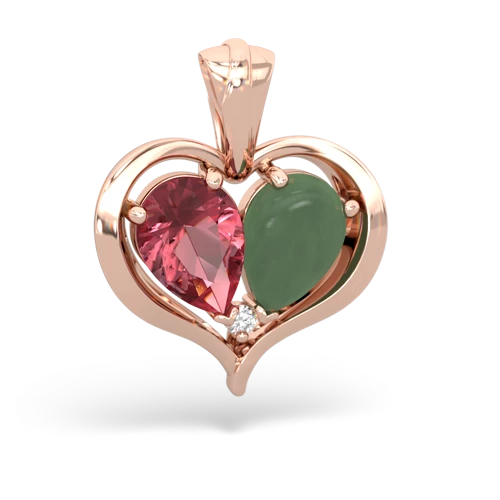tourmaline-jade half heart whole pendant