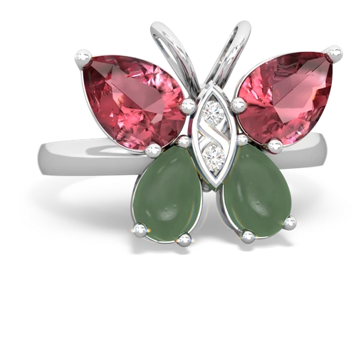 tourmaline-jade butterfly ring