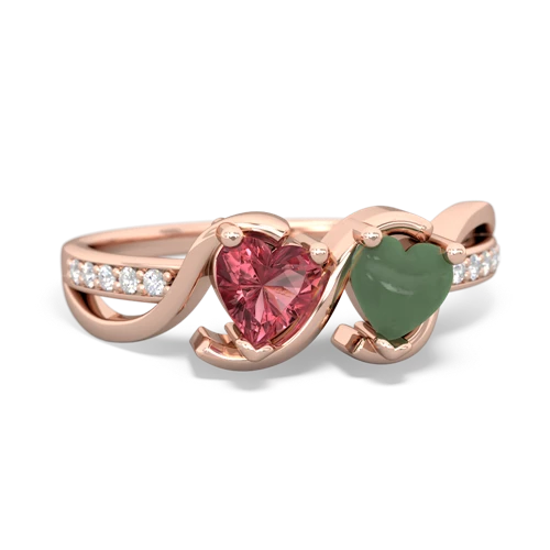 tourmaline-jade double heart ring