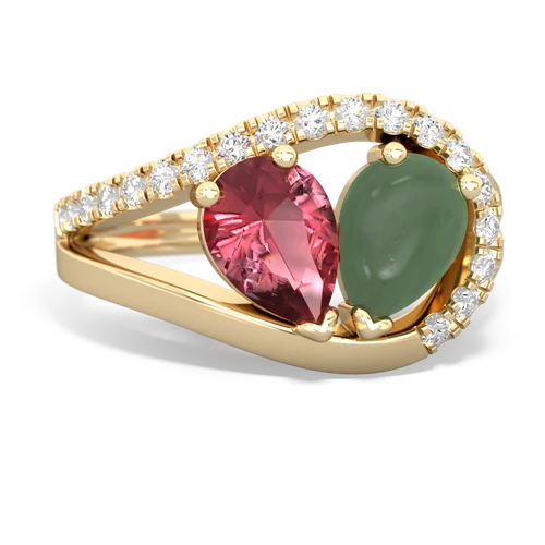 tourmaline-jade pave heart ring