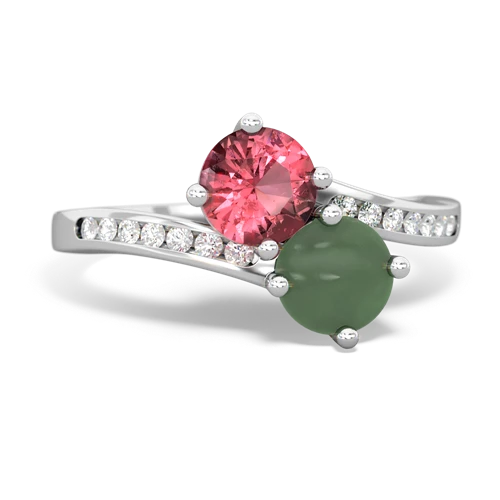 tourmaline-jade two stone channel ring