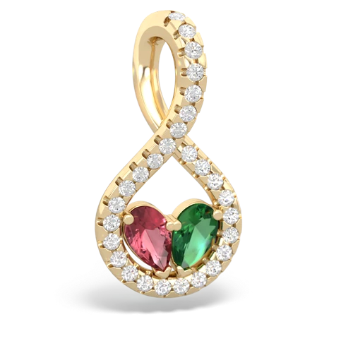 tourmaline-lab emerald pave twist pendant