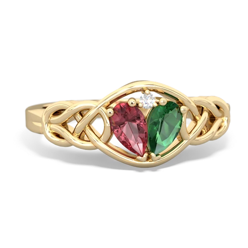 tourmaline-lab emerald celtic knot ring